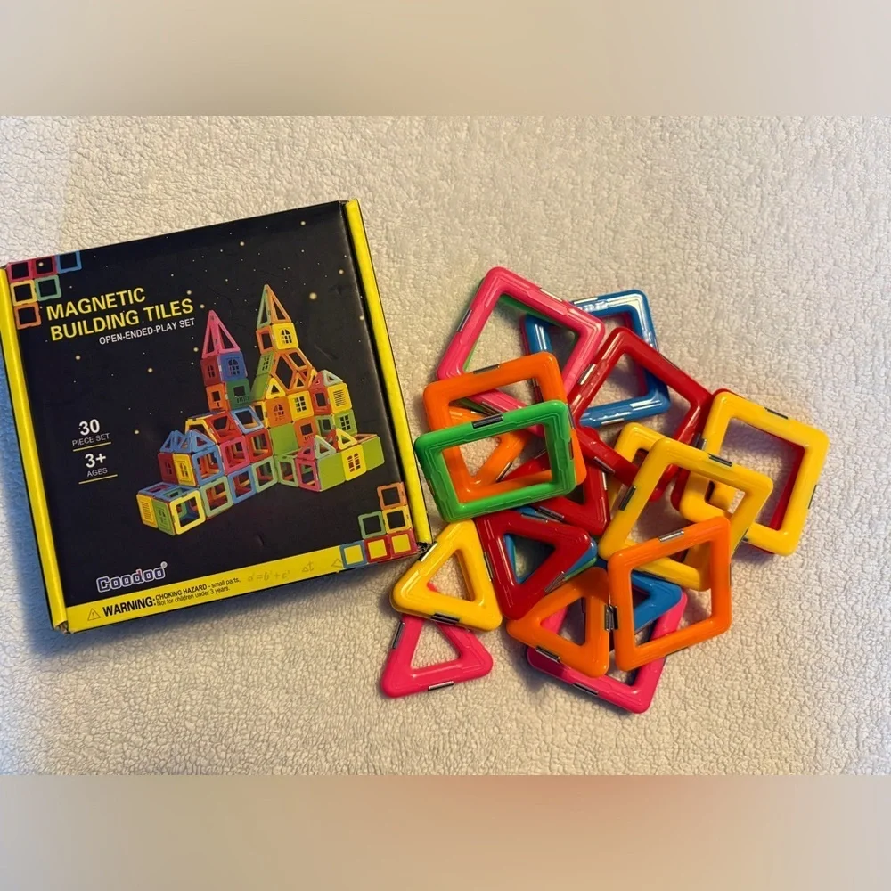 Colorful Magnetic Building Tiles Set for Kids, 27 Pieces
